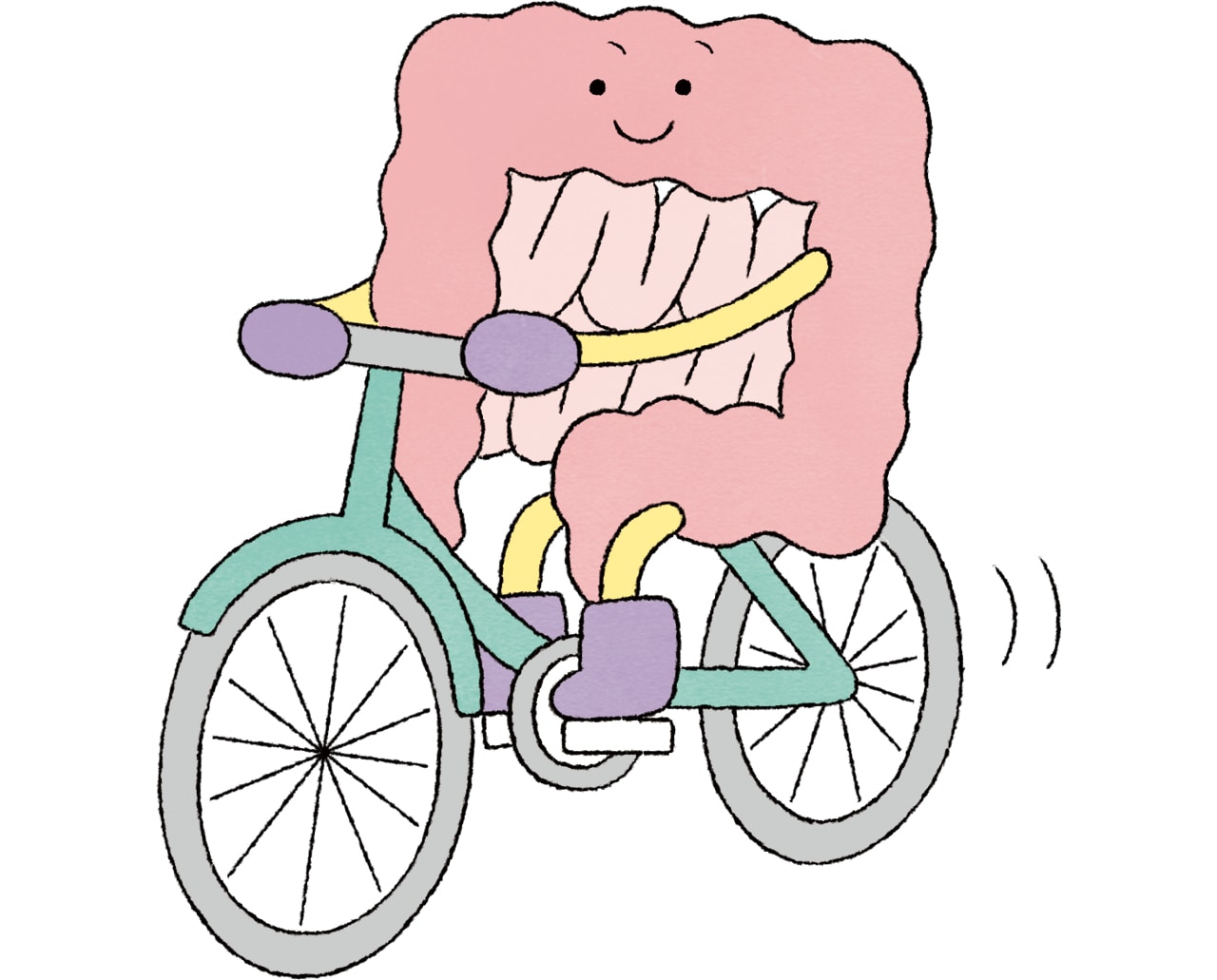 自転車に乗っている腸のイラスト
