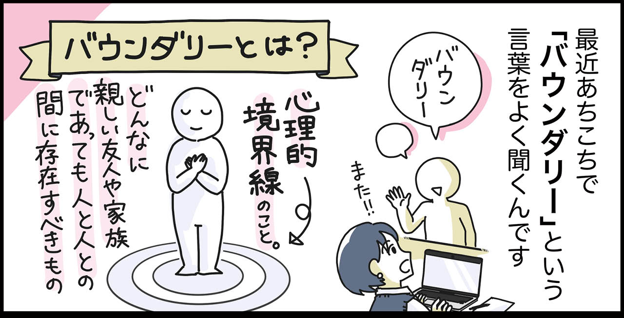 漫画2コマ目「バウンダリーとは？」心理的境界線のこと