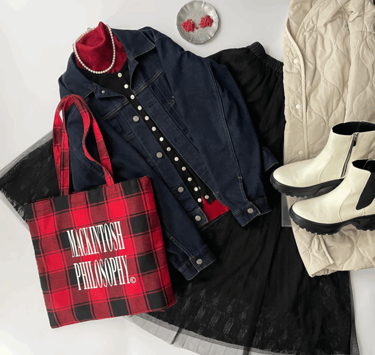 2026LEE1・2月号特別付録マッキントッシュ フィロソフィー 大人のチェック柄BIGトート のLEE100人隊コーデ