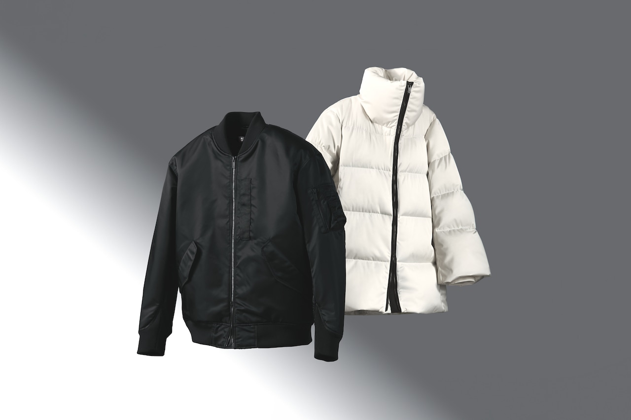 「WOMEN ダウンボリュームジャケット」「MENハイブリッドダウンオーバーサイズMA-1」