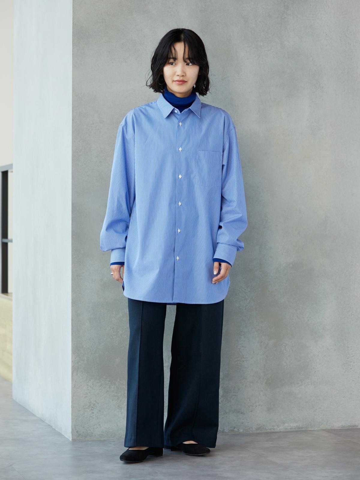 ブロードシャツ【63 BLUE（ストライプ）】おすすめコーデ