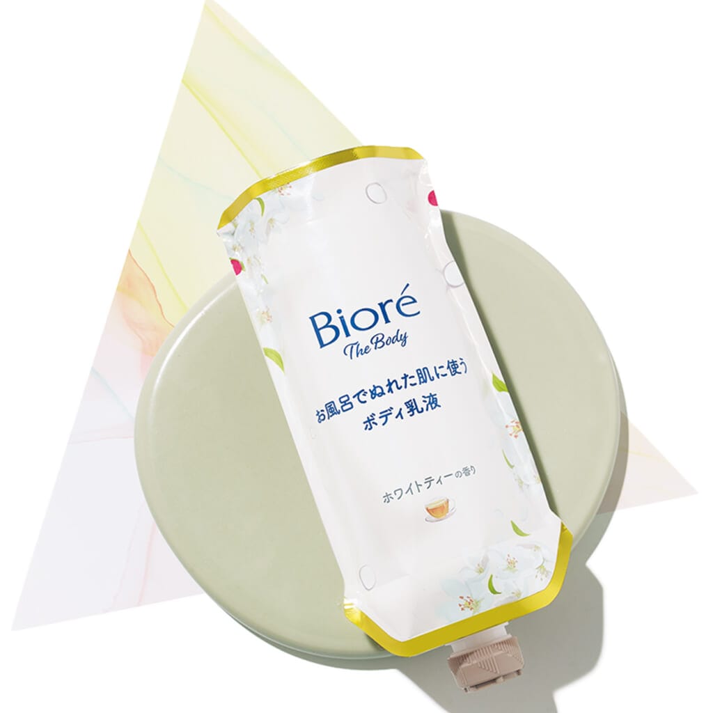 ビオレ ザ ボディ 
お風呂でぬれた肌に使うボディ乳液 肌しっとり　ホワイトティーの香り　85㎖（オープン価格）
