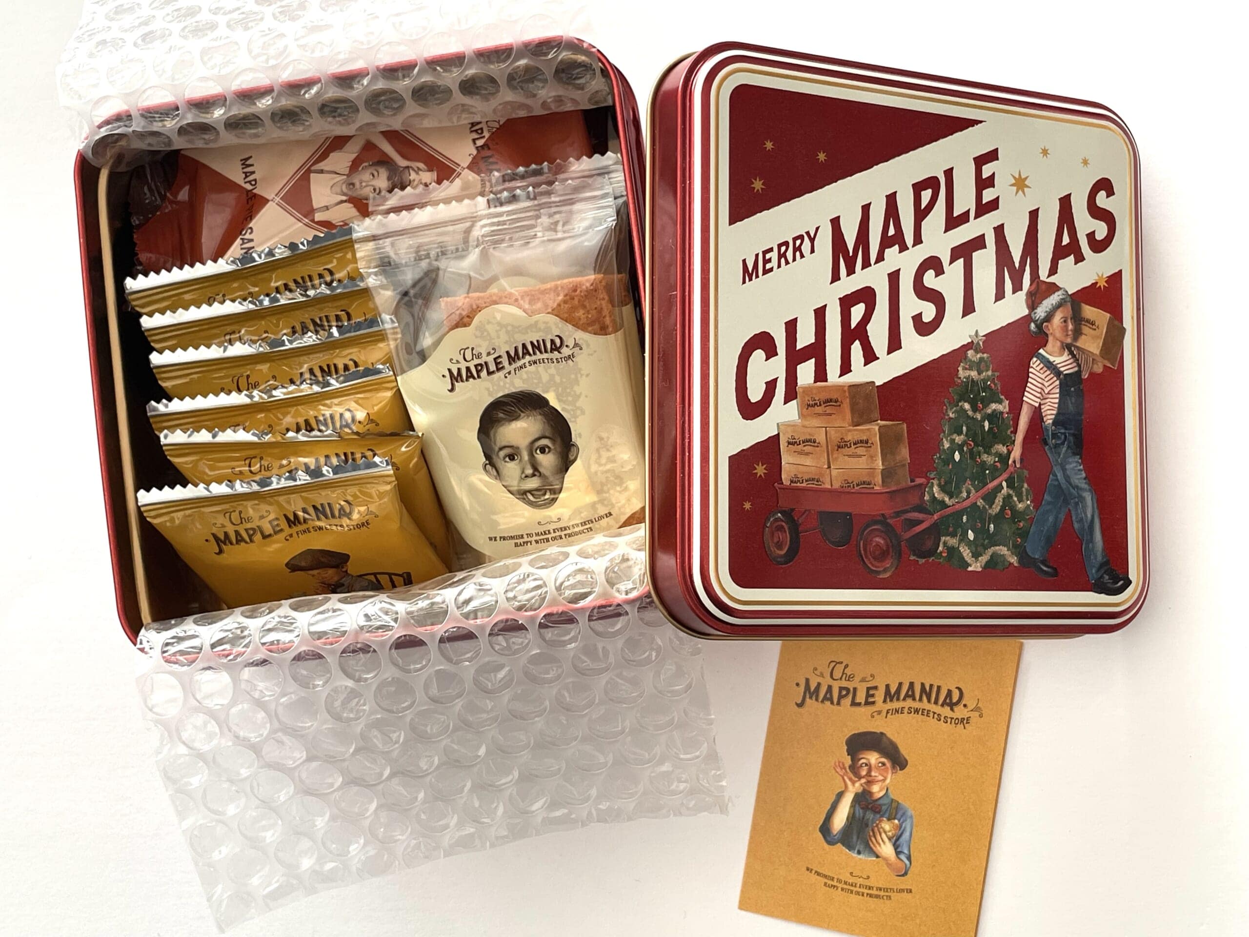 ザ・メープルマニアのクリスマス缶2025の蓋を開けた時の写真