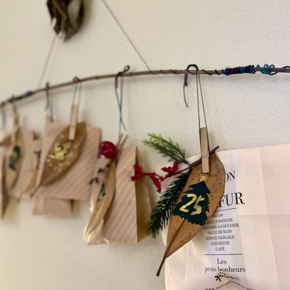 クリスマス　アドベントカレンダー　自然素材　手作り　木の枝