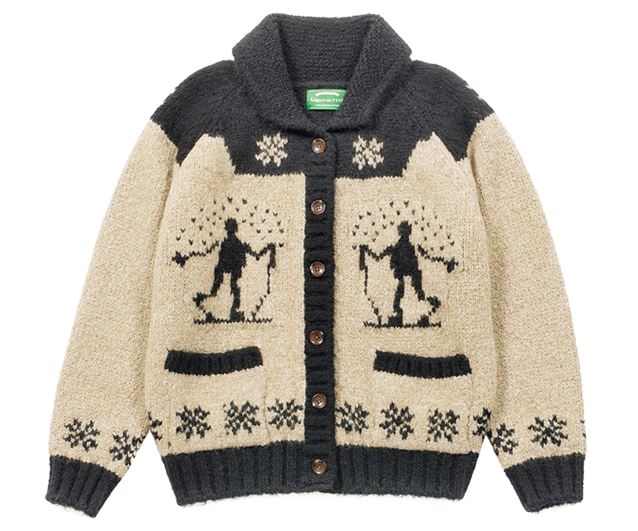 Knit Cardigan:GREEN BUTTER