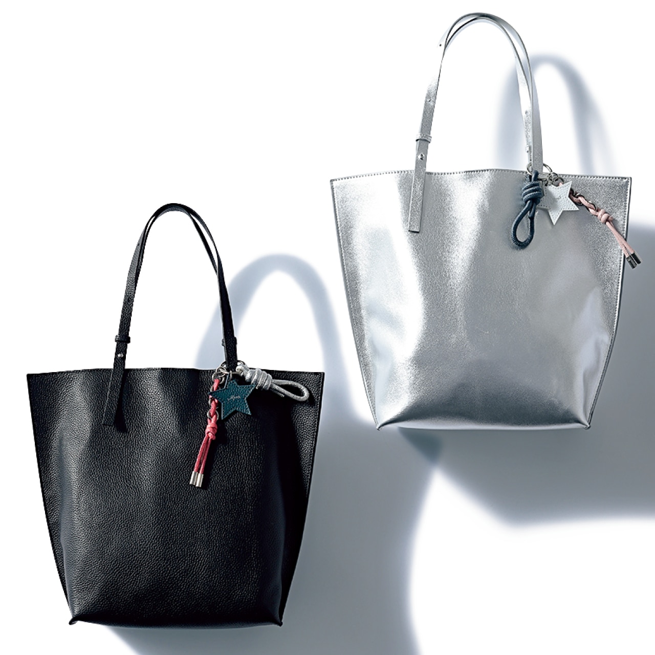 12closet(トゥエルブクローゼット)【軽量】チャーム付き床革トートバッグ