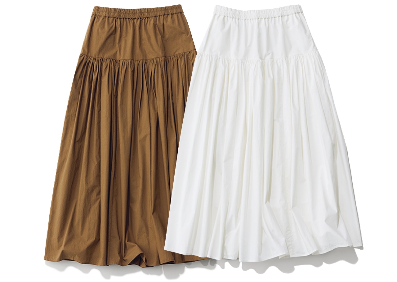 12closet（トゥエルブクローゼット）【洗える】【石上美津江さんコラボ】切替ギャザースカート