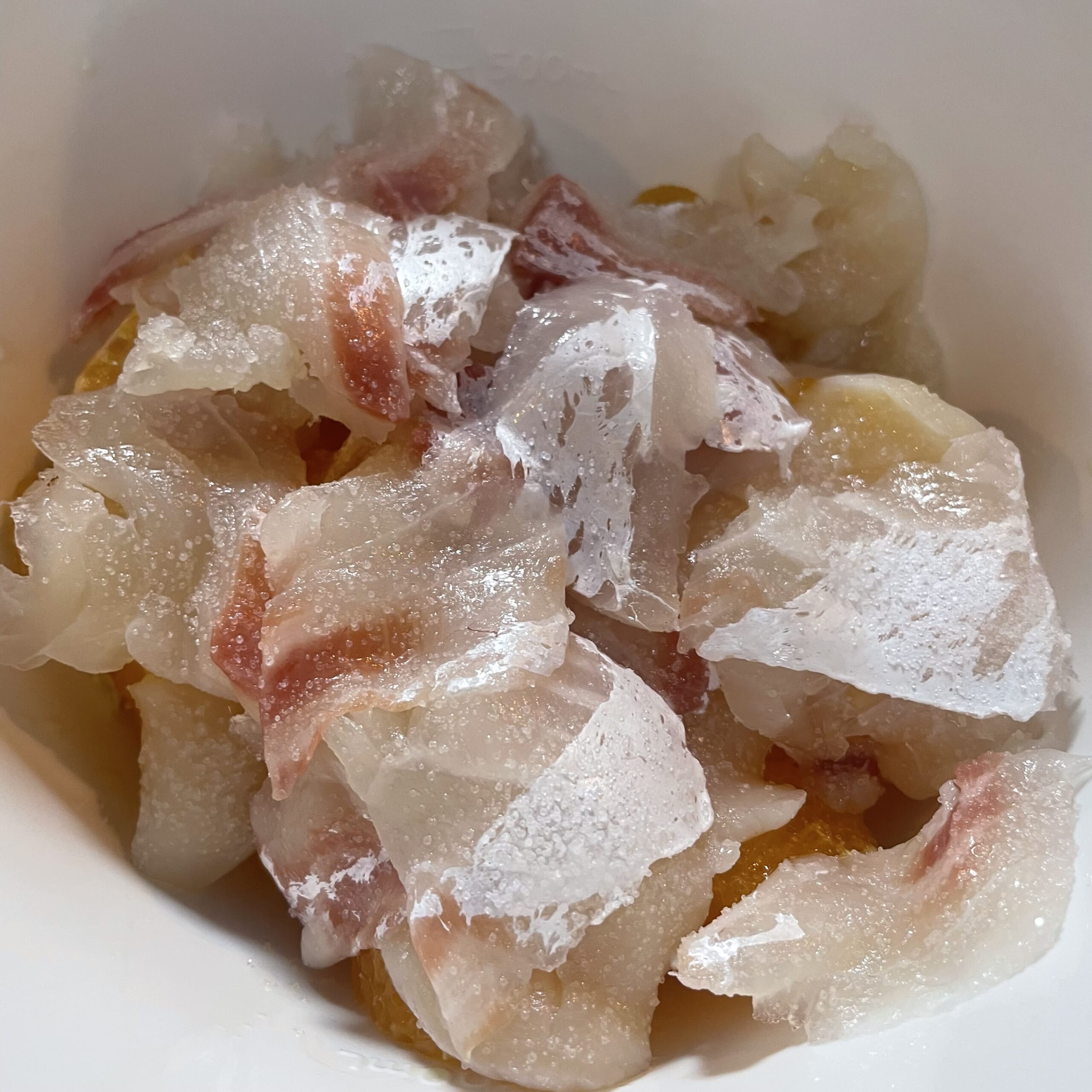 えりさんのレシピ「ホタテとフルーツのマリネ」＋真鯛のお刺身