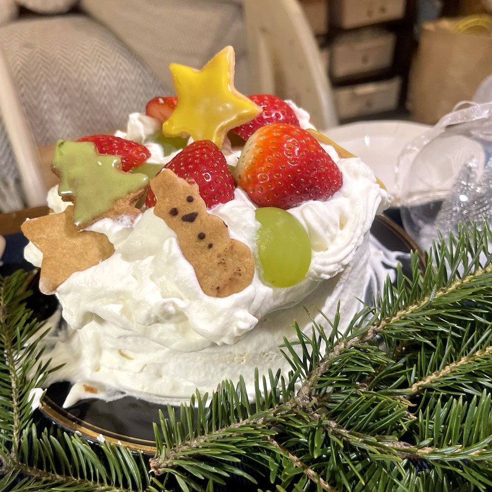 クリスマスケーキ　いちご　アイシングクッキー　手作りケーキ