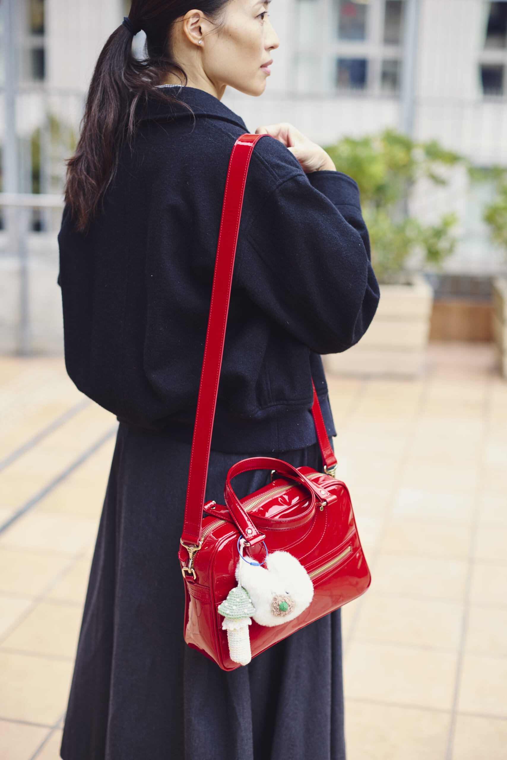 LEE100人隊 赤バッグにハンドメイドチャームをつけたところ