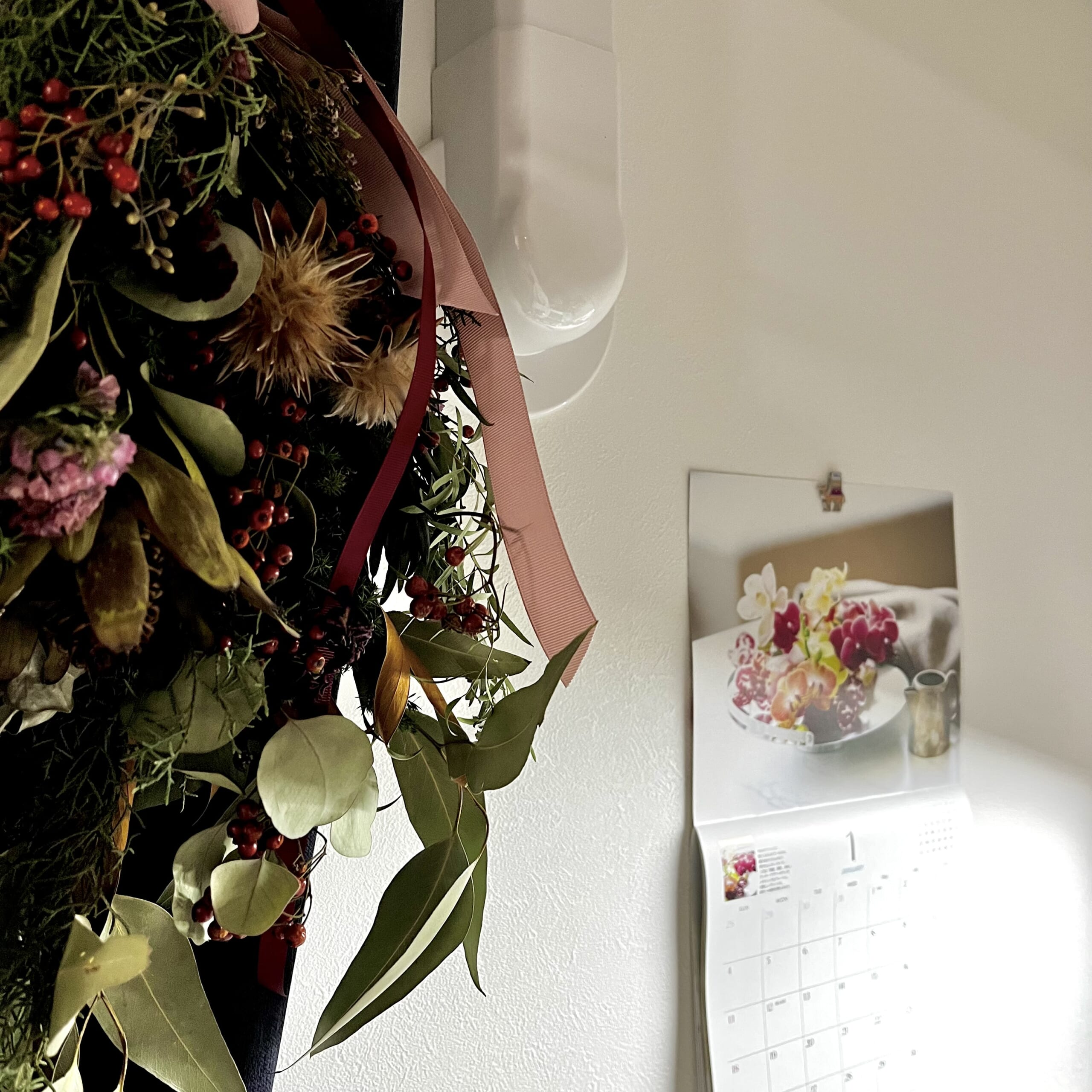 花カレンダー1月とスワッグ