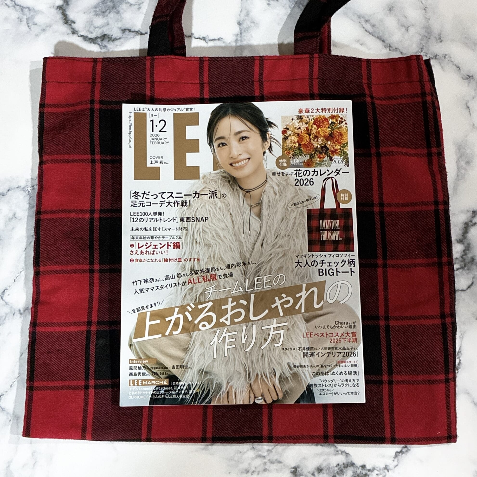 LEE 2026年 1 2 月合併号 付録 マッキントッシュ 大人のチェック柄BIGトート スナップ