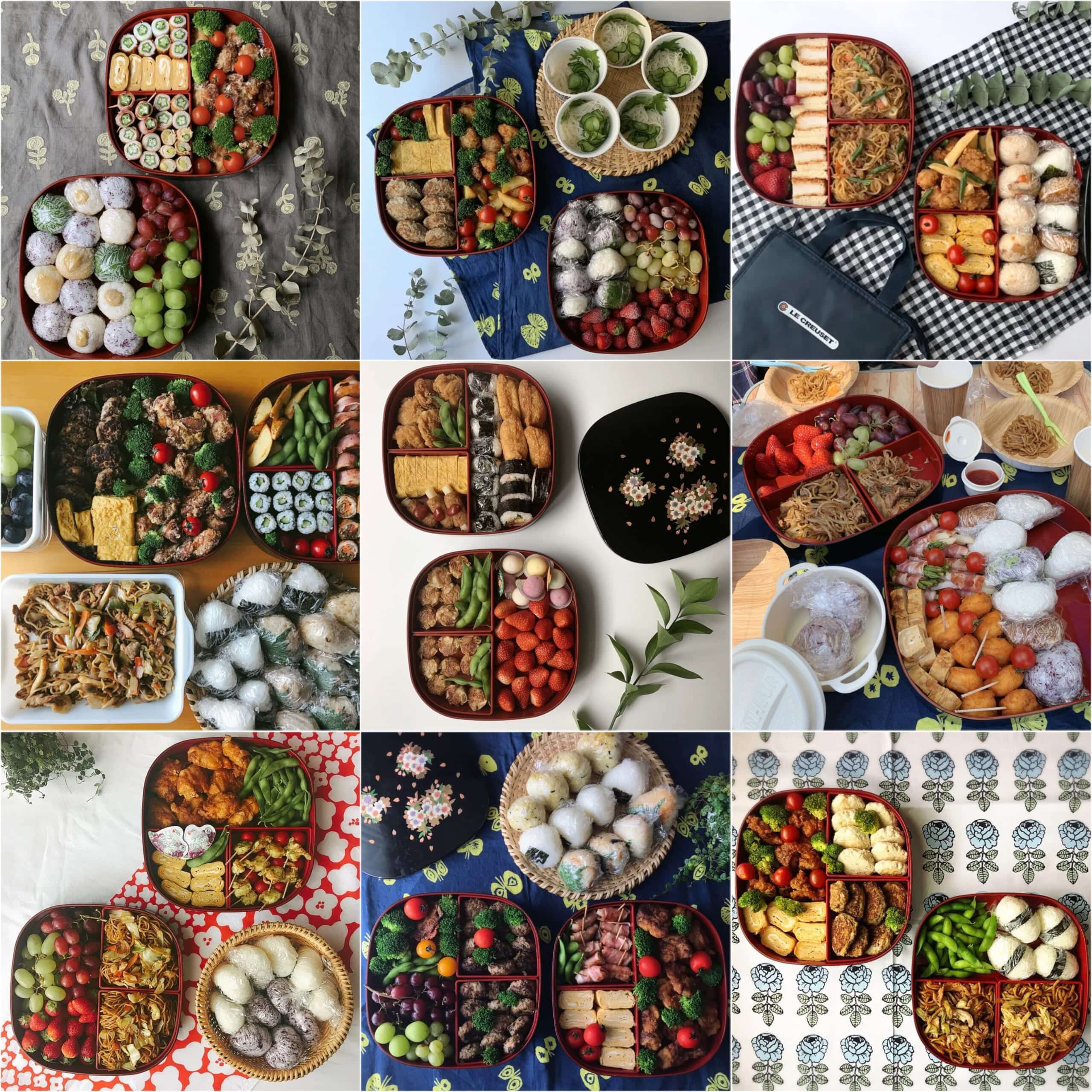 運動会弁当やお花見弁当など、二段重を使ったお弁当9パターン