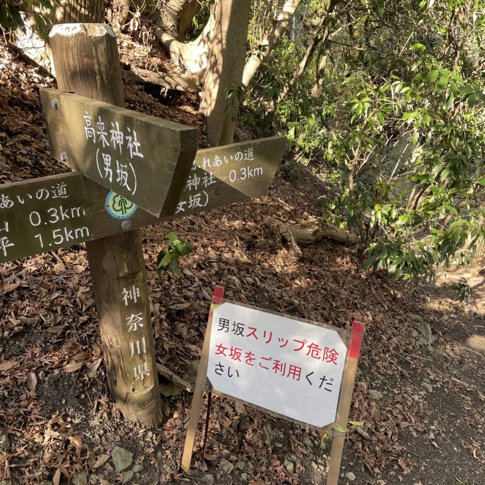 相模湾　山登り　新年　高麗山　高来神社 男坂　女坂
