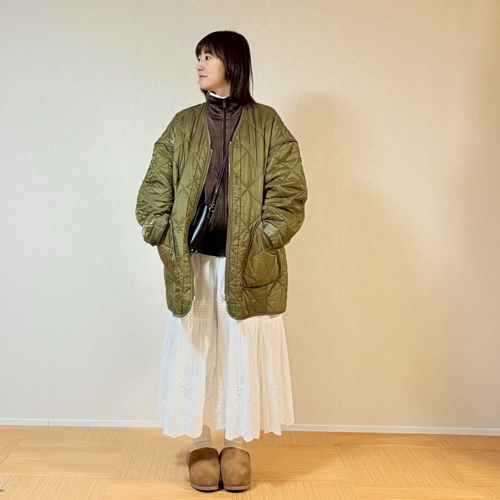 spick&span エンブロイダリーレーススカート 30代　ママ　コーデ