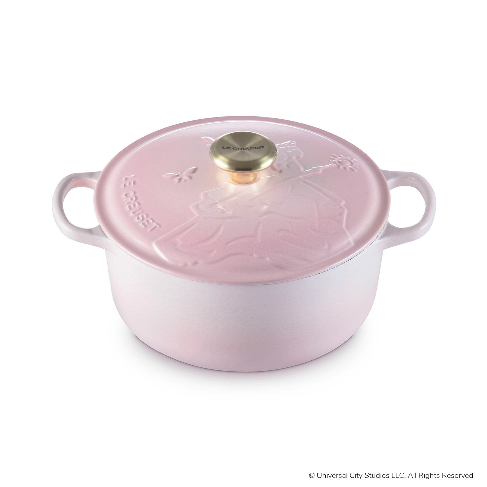 ル・クルーゼのウィキッドコレクションシグニチャー ココット・ロンド 24cm グリンダレリーフシェルピンクの製品画像