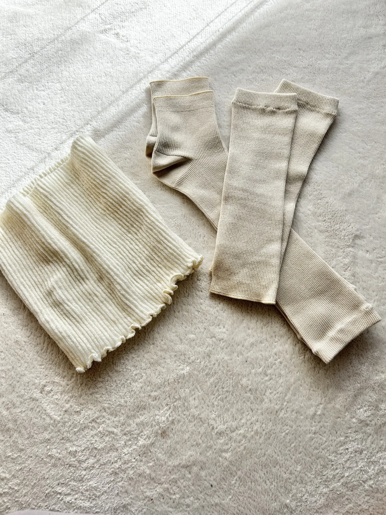 【OURHOME】シルク素材のアームウォーマー&レッグウォーマー、肌側シルクのネックウォーマー