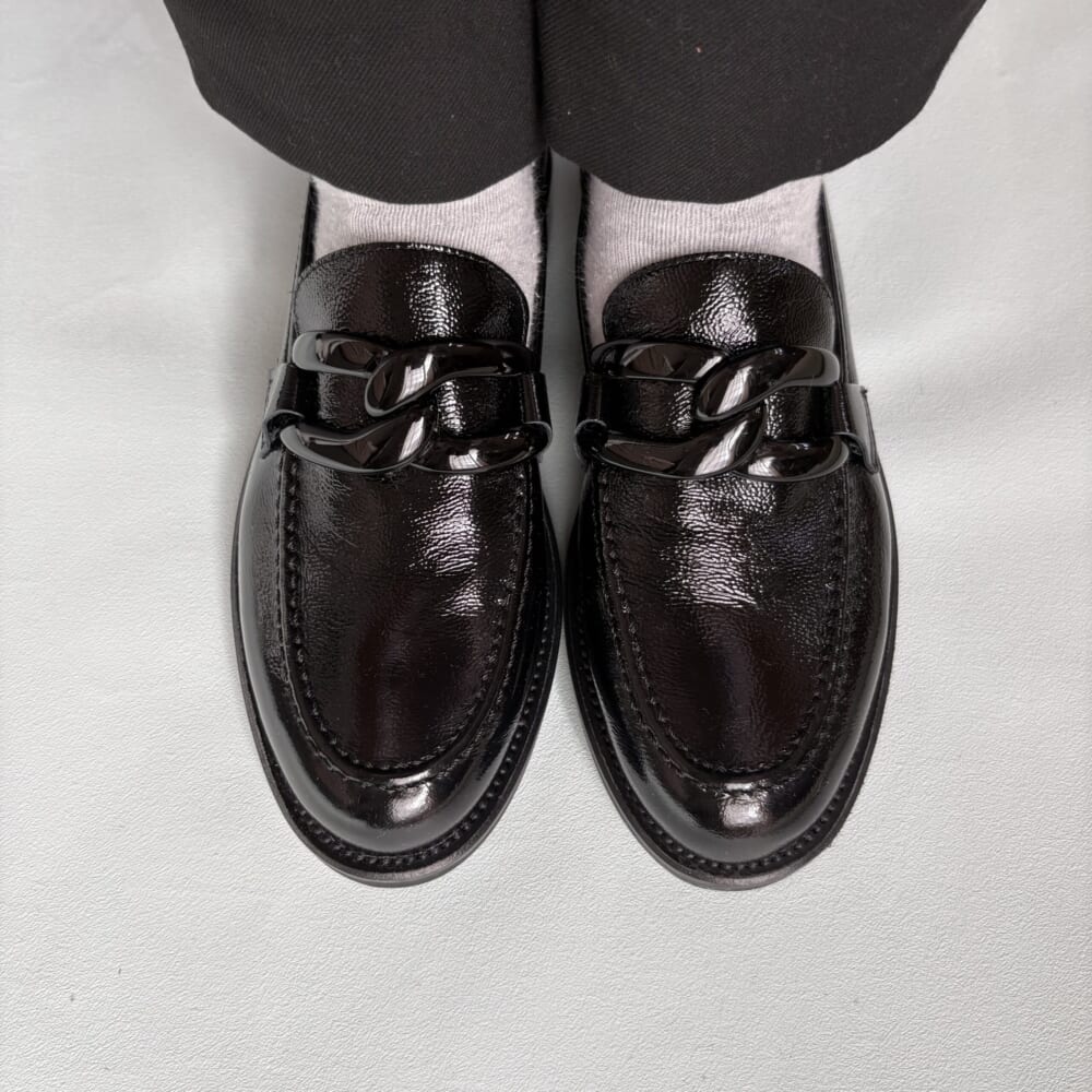 LucaGrossi / ルカ グロッシ　ラウンドトウチェーンビットローファー