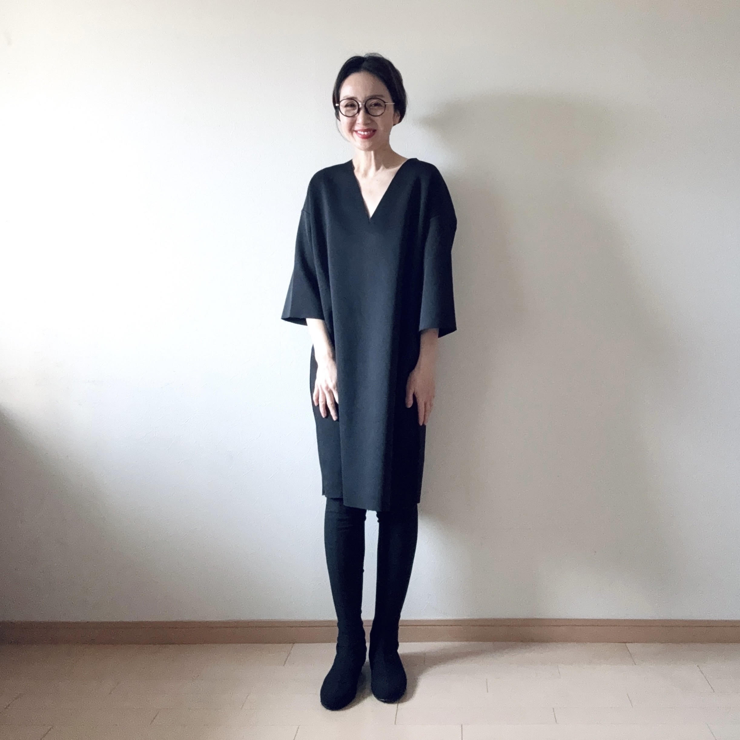 伊藤まさこ ZARA ワンピースSEA バレリーナ ニーハイブーツ