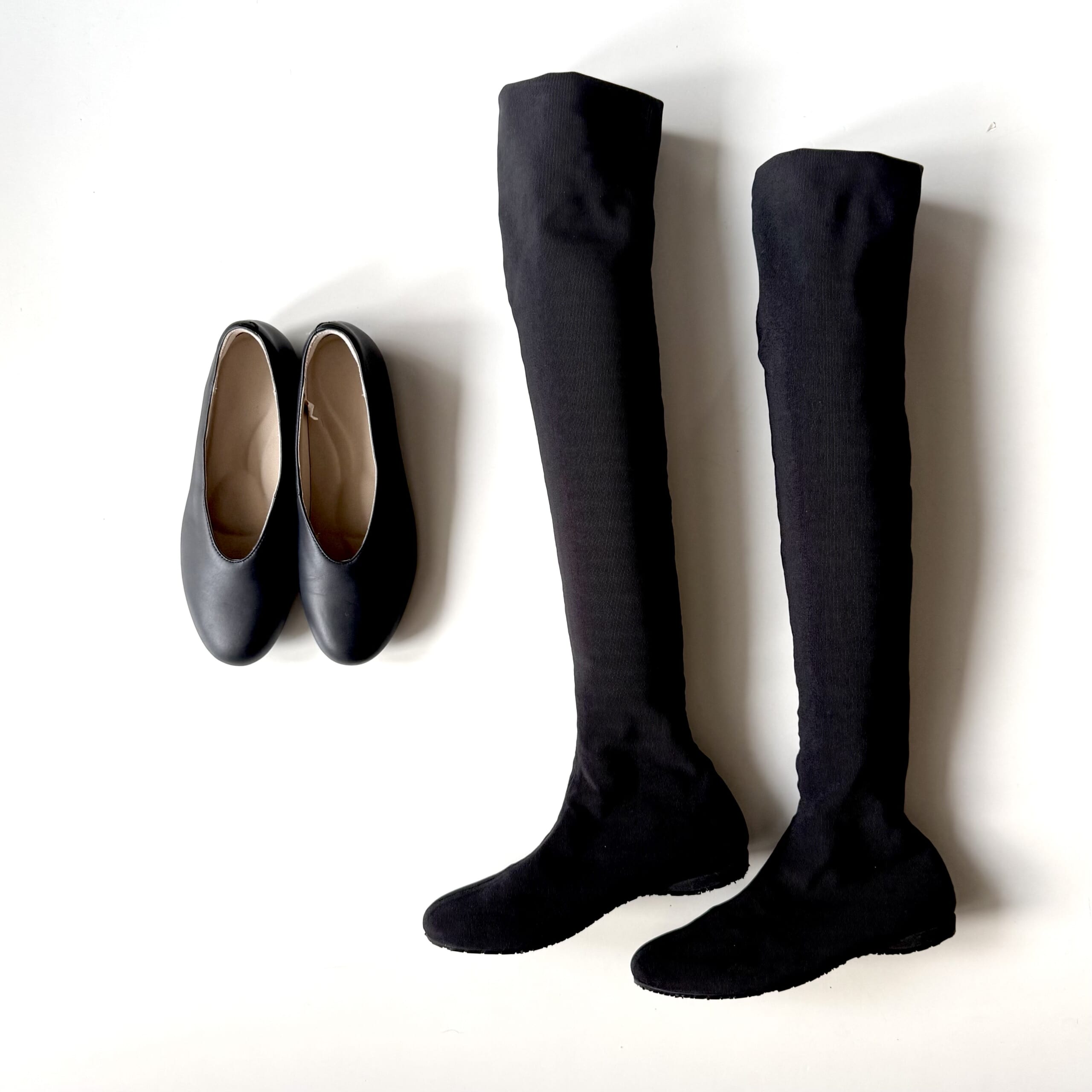 SEA バレリーナ ニーハイブーツ 無印良品のレザー深履きシューズ