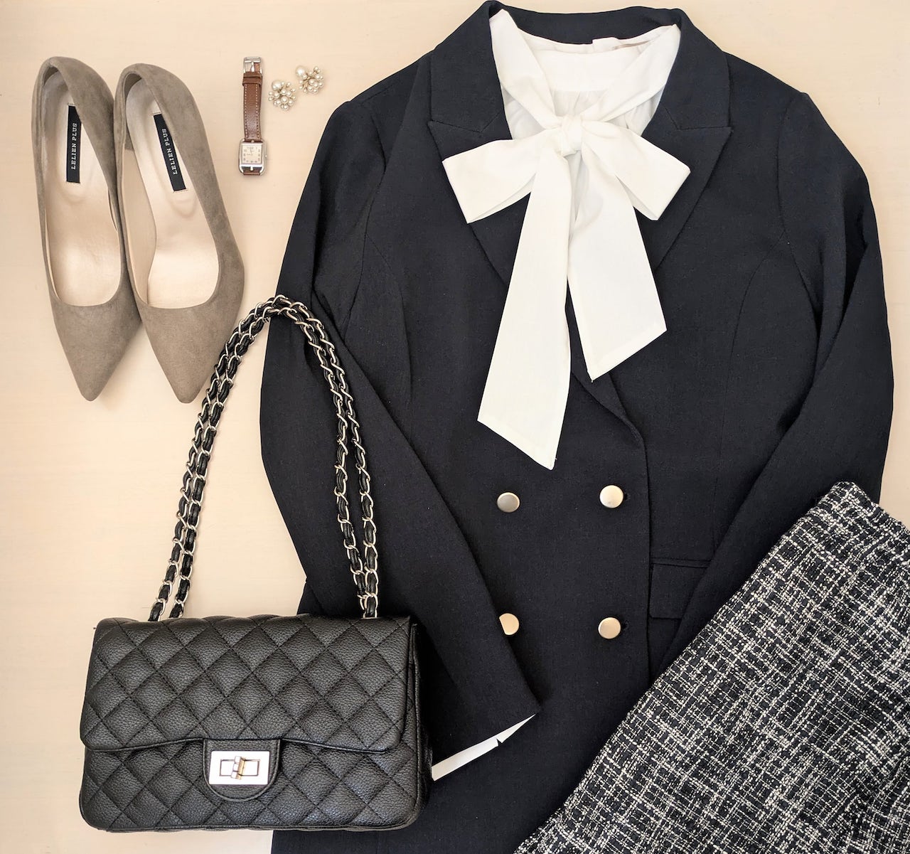 しまむらのリボンブラウスを使った卒園式コーデ