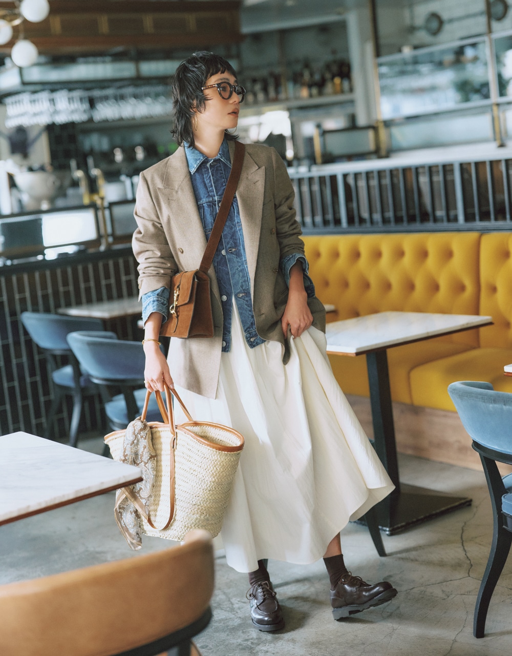 ジャケットを羽織ったコーデ 竹下玲奈さん