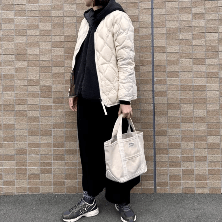 studio CLIP「リバーシブルキルトボアベスト」だみこさんのコーデ