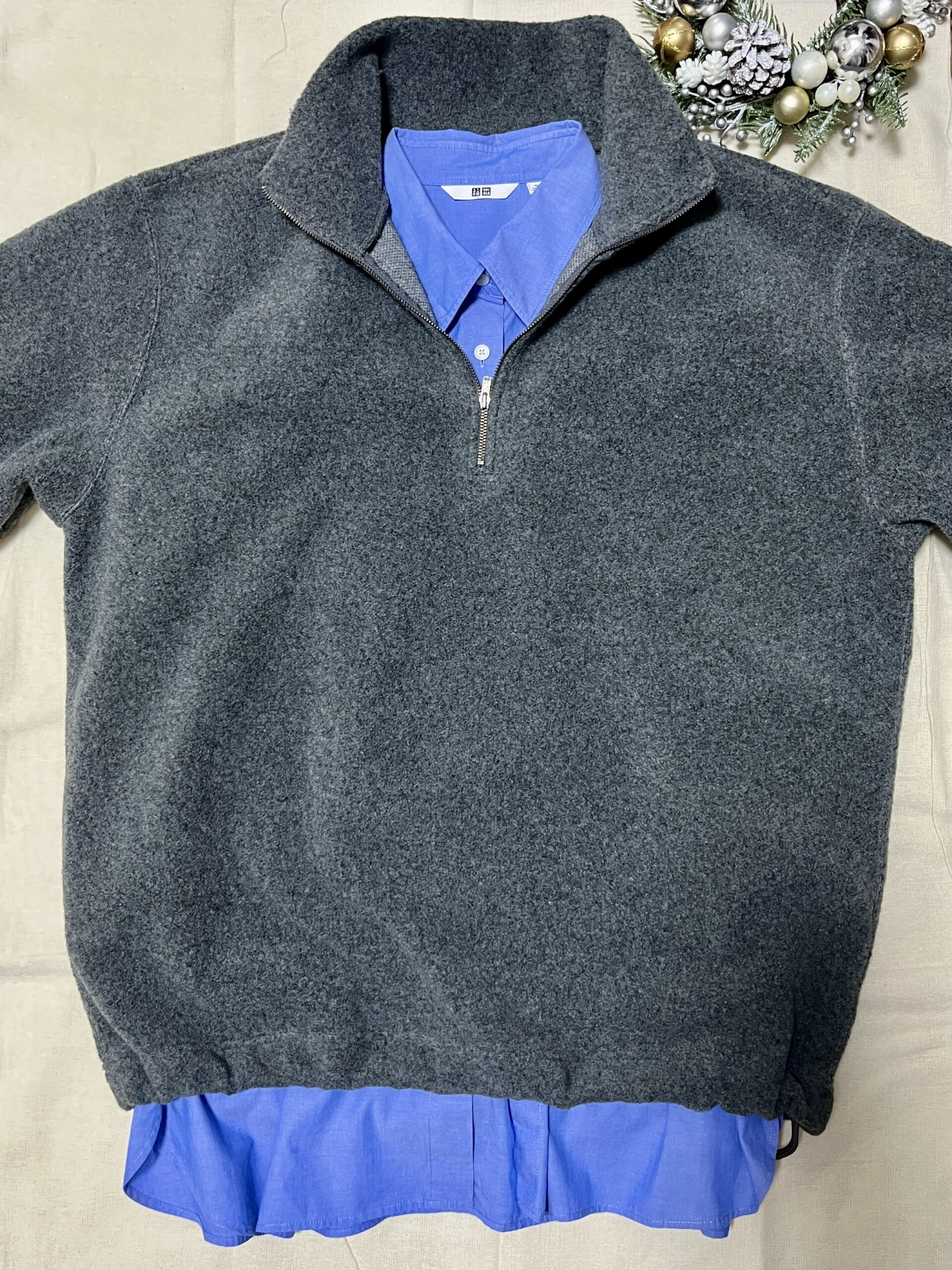 12closet
【洗える】ハーフジップボアトップス