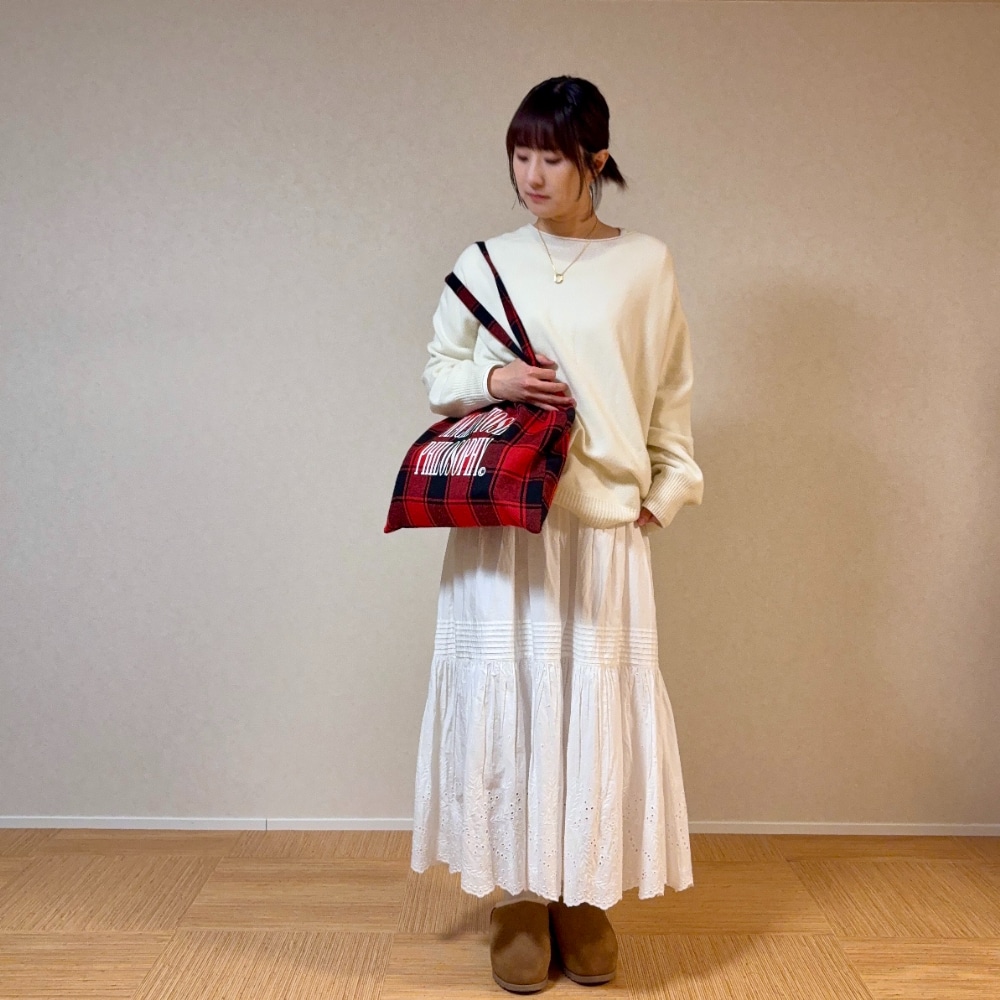 spick&span CHESSルーズボートネックプルオーバー　ママ　コーデ