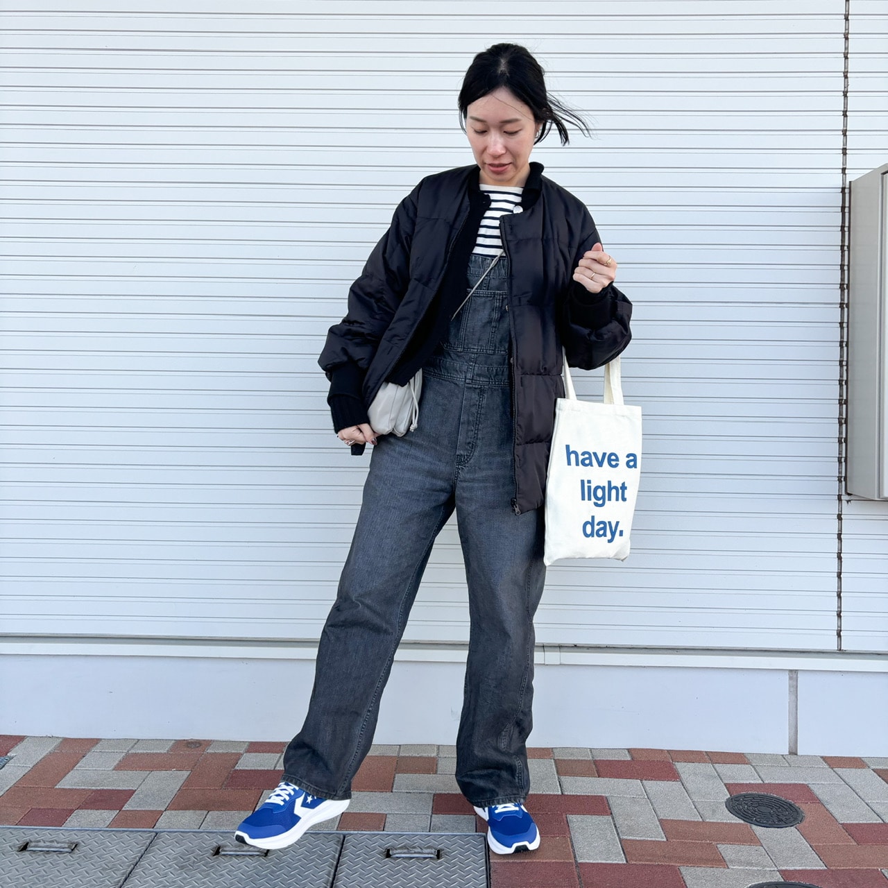 コンバースハンズフリーシューズデイスタースリットスラッド2026春夏新色ブルー着用写真①コーディネート