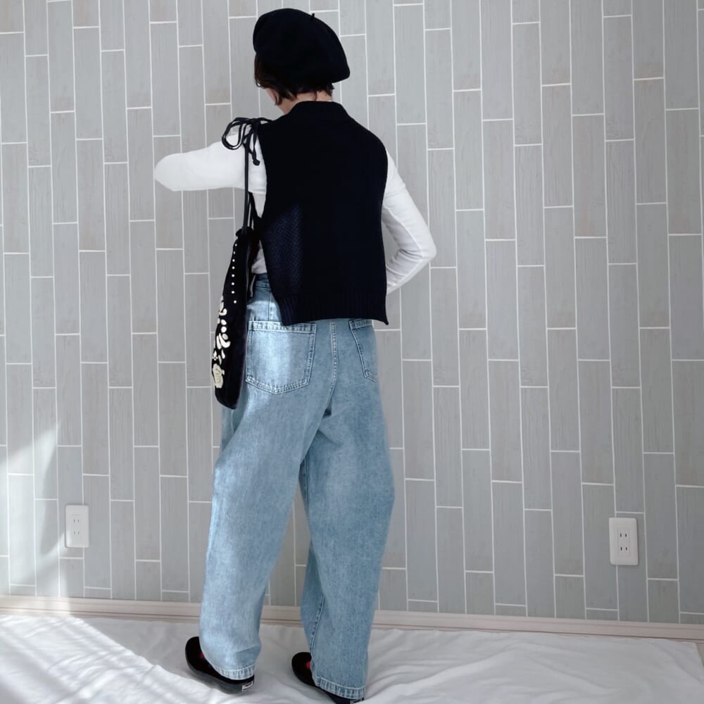 婦人　木の実から作ったカポック混　デニムコクーンパンツ 無印良品