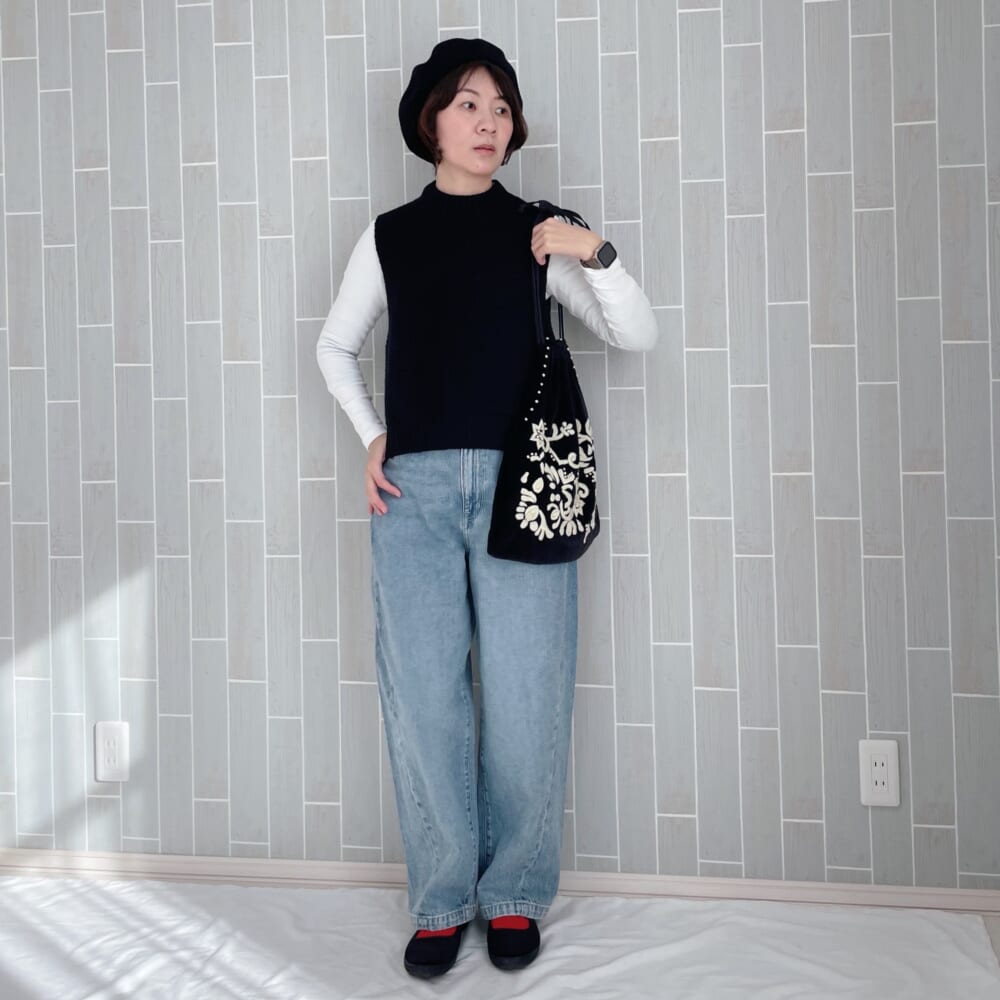 婦人　木の実から作ったカポック混　デニムコクーンパンツ 無印良品