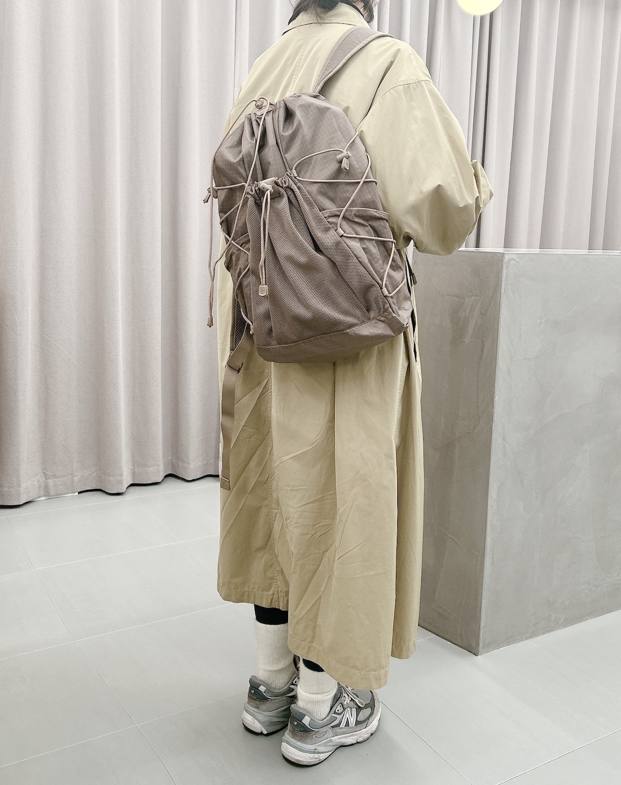 無印良品　撥水 リップストップ リュックサックのモカブラウンを使ったコーデ