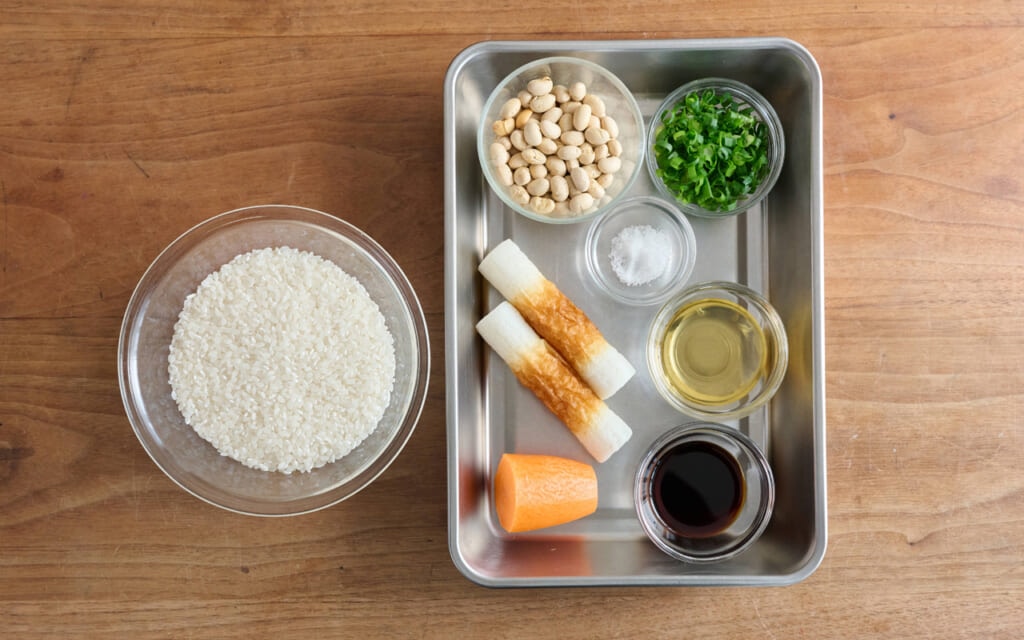 大豆の炊き込みご飯の材料