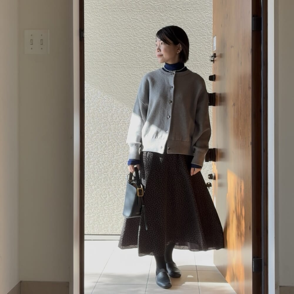 【LEEマルシェ】”kazumi×12closet”洗えるコットンカシミヤ2WAYニット【グレー】