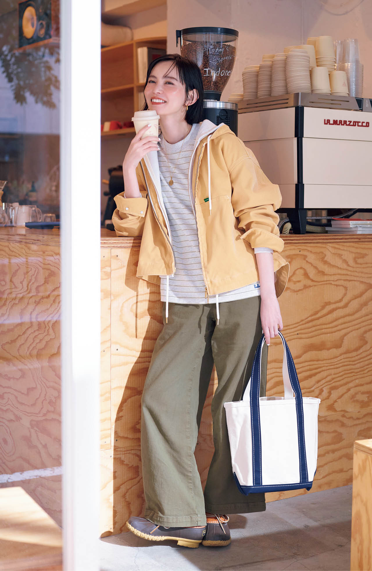 比留川 游さんのL.L.Beanのプロスペクト・ハーバー・フーディ・ジャケットを使ったコーデ