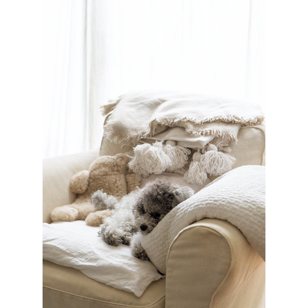 たくさんの白を重ねてかわいらしく温かに。