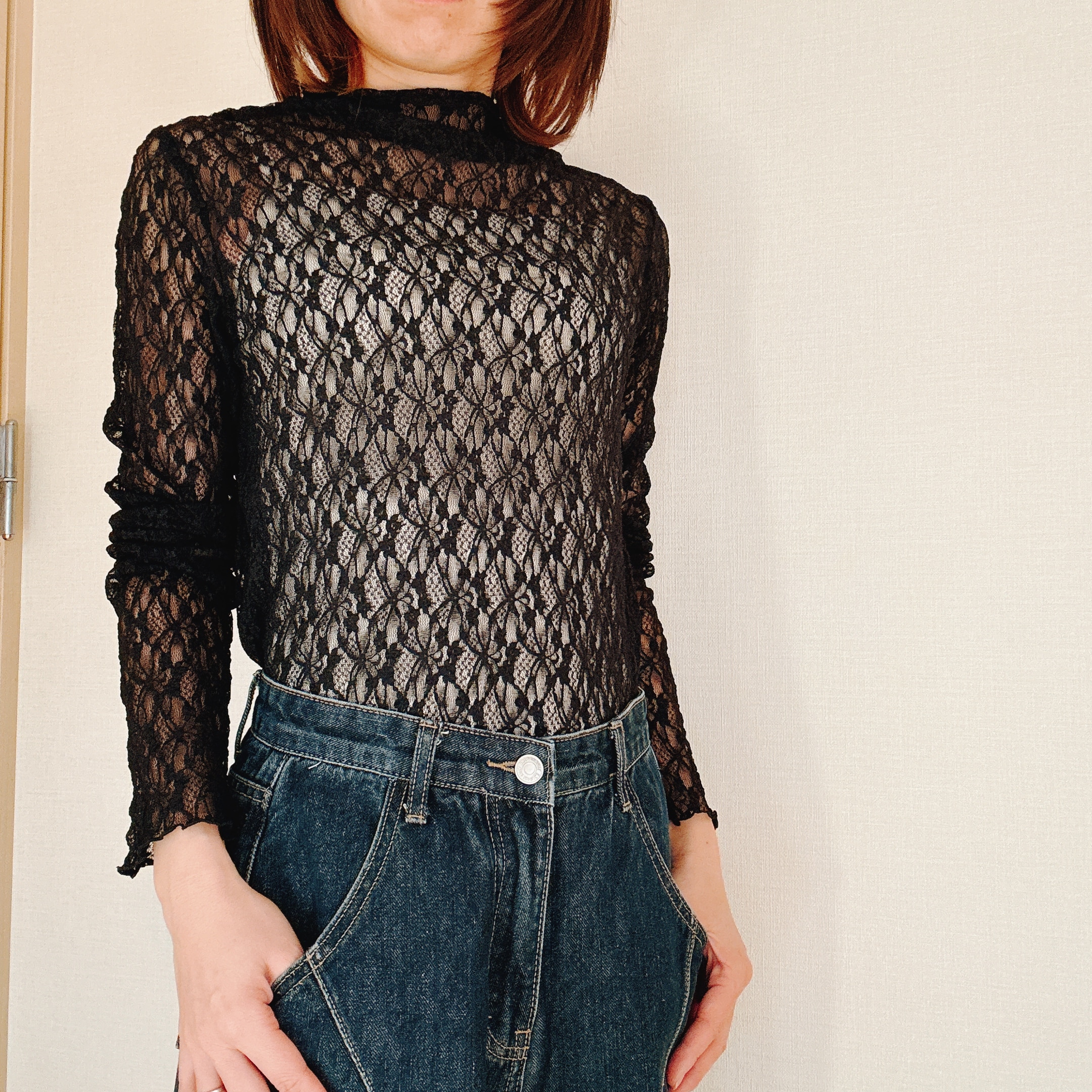 スタイリッシュ綿混ブラキャミ