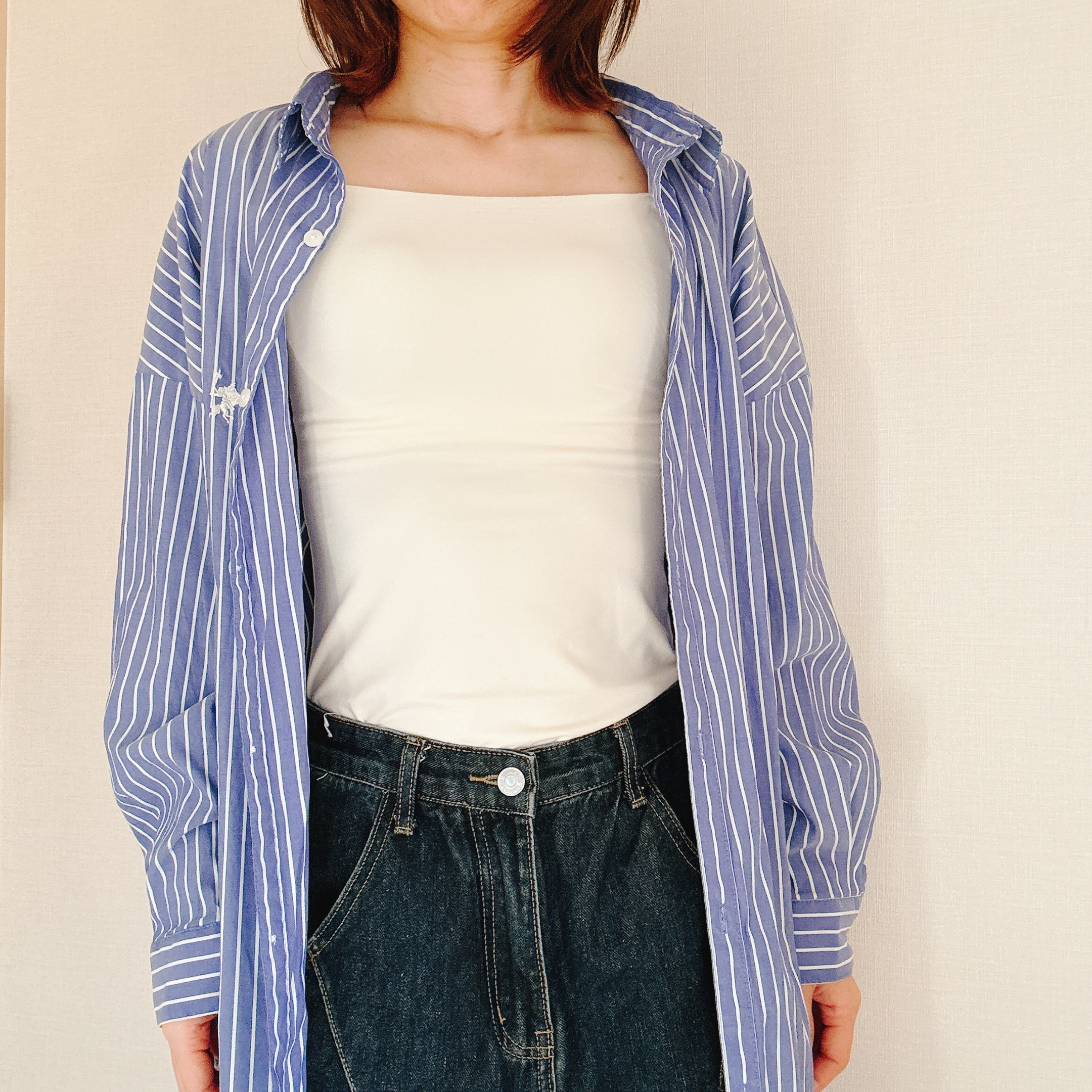 スタイリッシュ綿混ブラキャミ