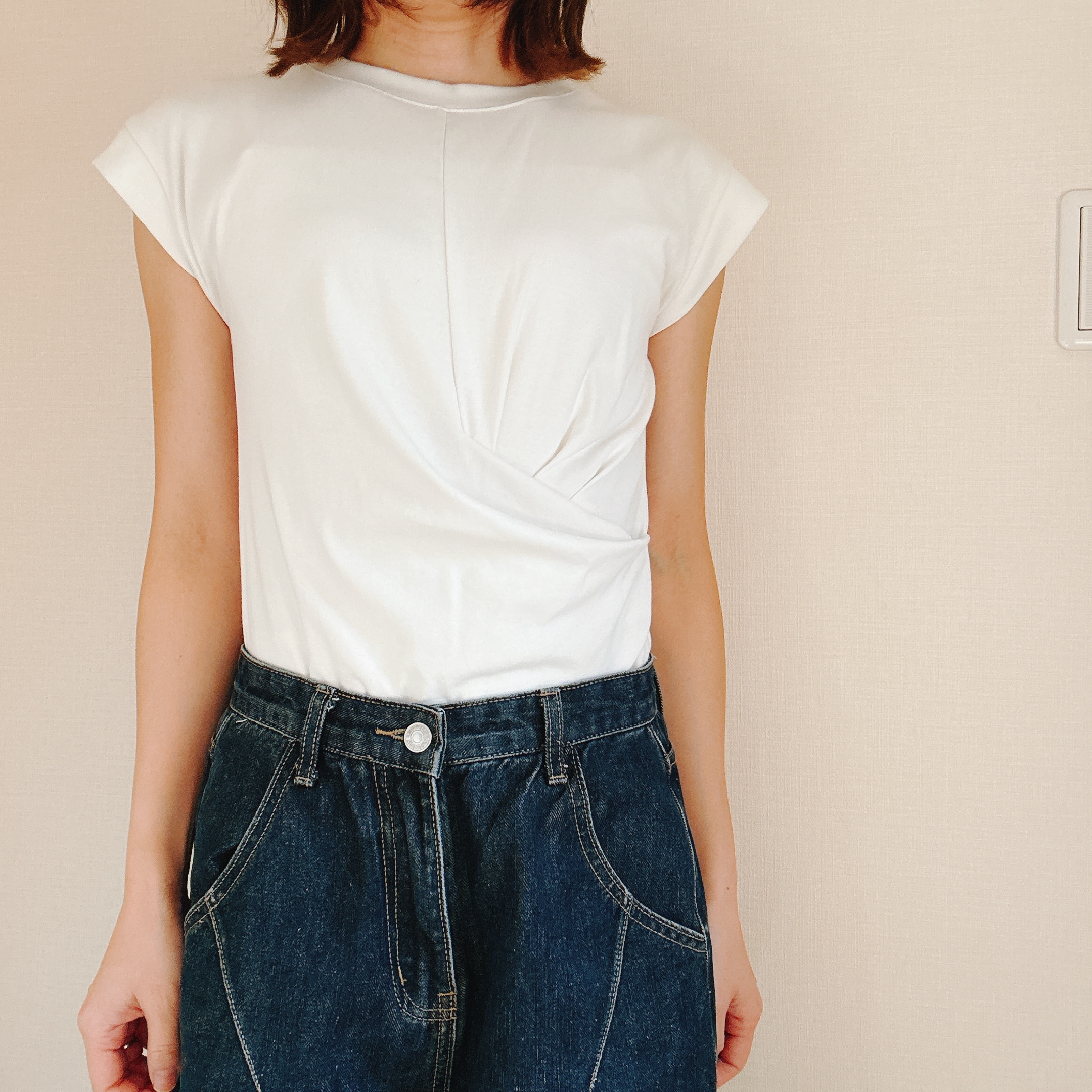 スタイリッシュ綿混ブラキャミ