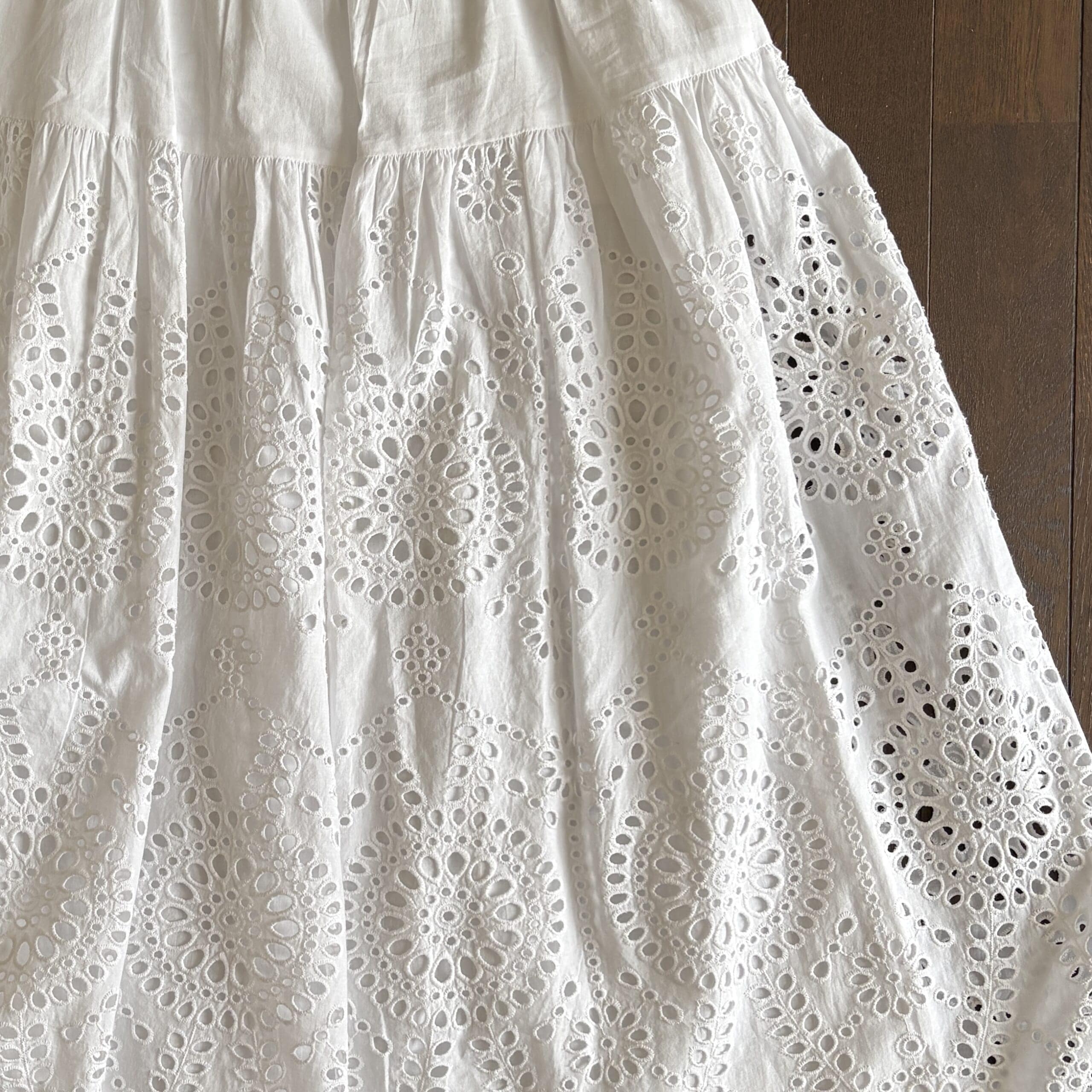 12closet　インドコットン刺しゅうレーススカート