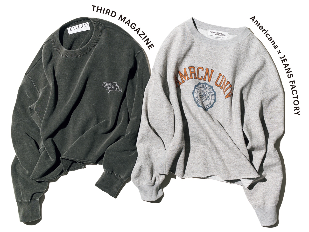 プルオーバー￥18150／ジーンズ ファクトリー 卸団地本店（アメリカーナ × ジーンズ ファクトリー）　（左）プルオーバー￥29700／サードマガジン