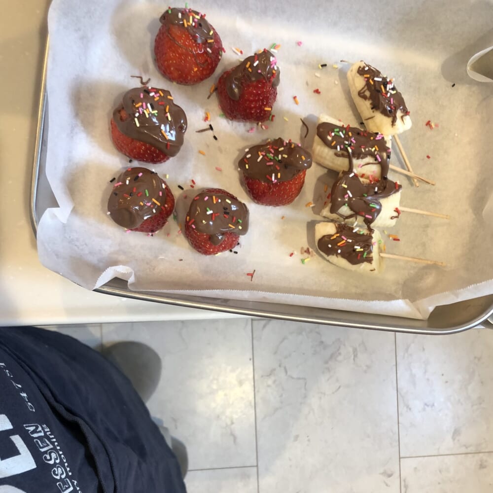 バレンタイン　おやつ作り　チョコバナナ　