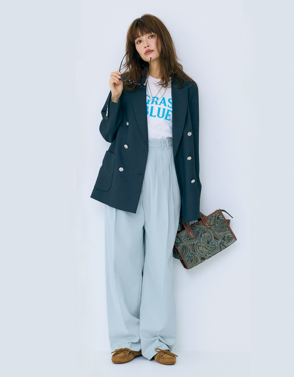 【ワザありコンサバコーデ】×6（ROKU）「コットンレーヨン タックパンツ」