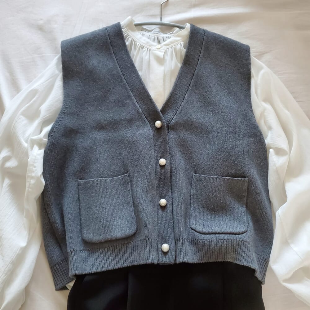 【学校行事コーデ】SLOBE IENA　パールニットベスト