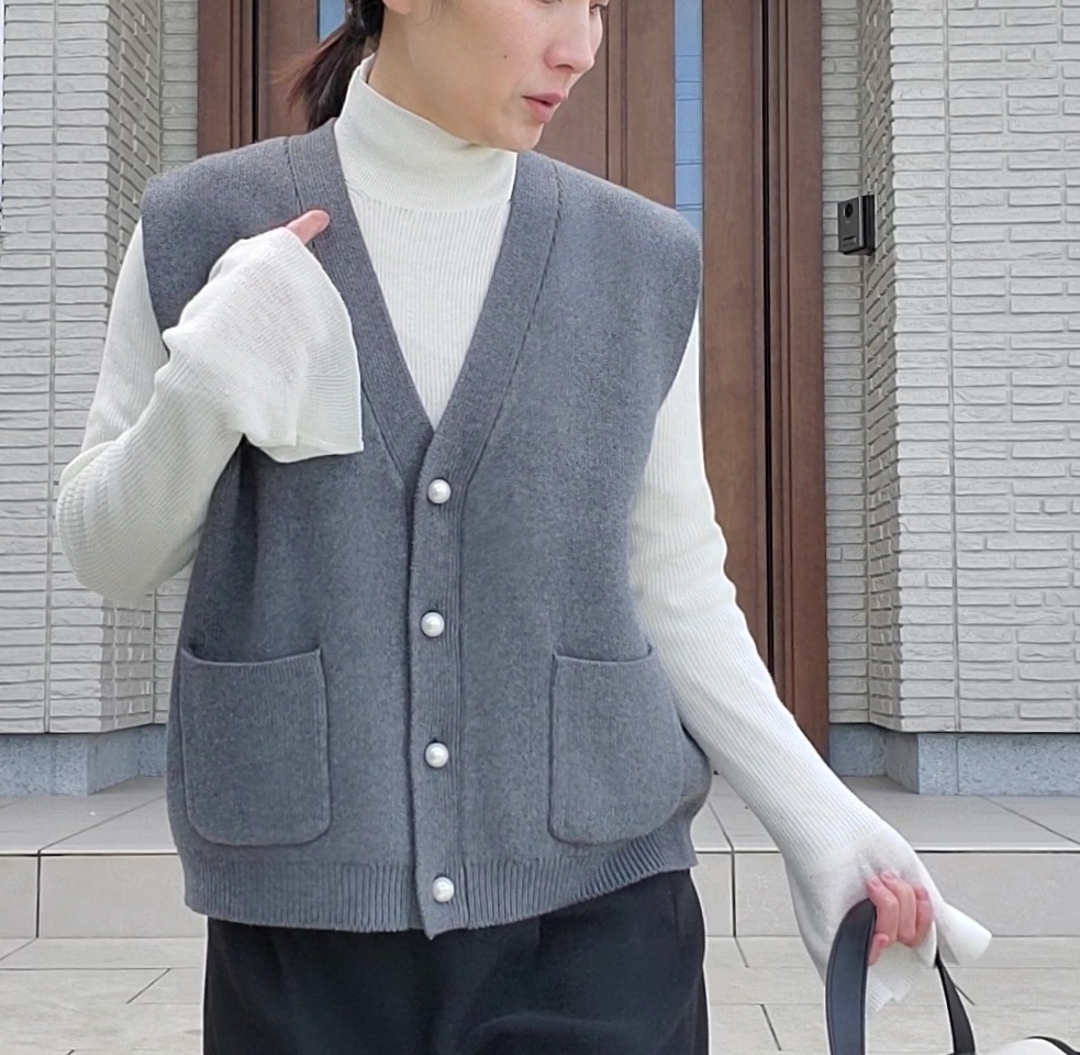 【正面・着画】SLOBE IENA　パールニットベスト