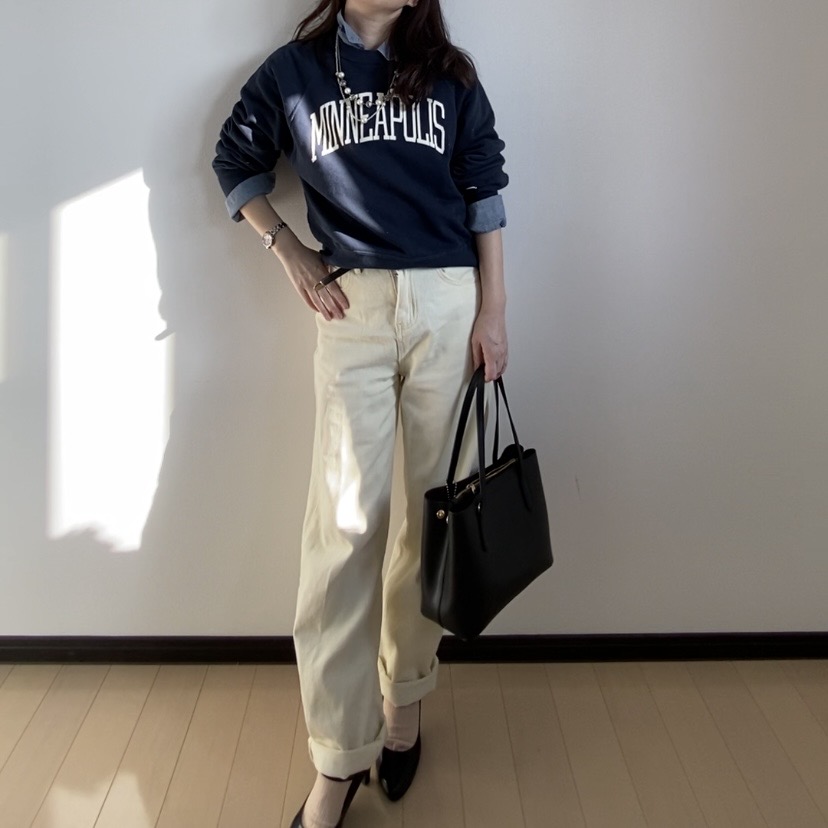 スウェット　レイヤード　シャツ