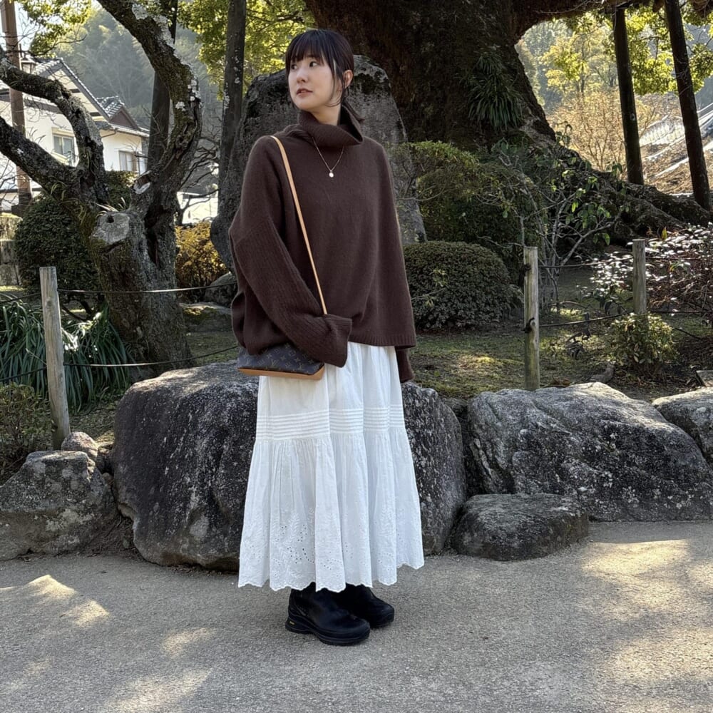 Spick and Span　フォックスウールミックスロングリブタートルプルオーバー