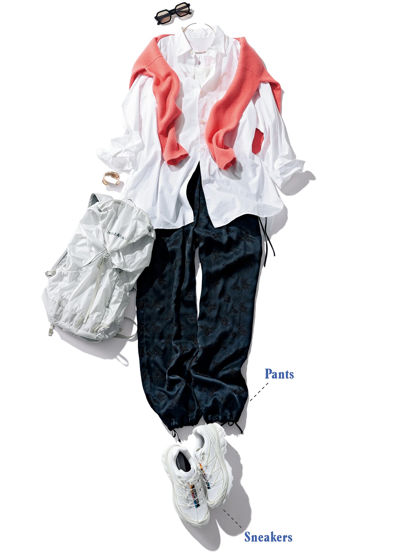 TICCA(ティッカ)【洗える】キュプラローズエンブロイダリーパンツとSalomon(サロモン)XT-6のコーデ