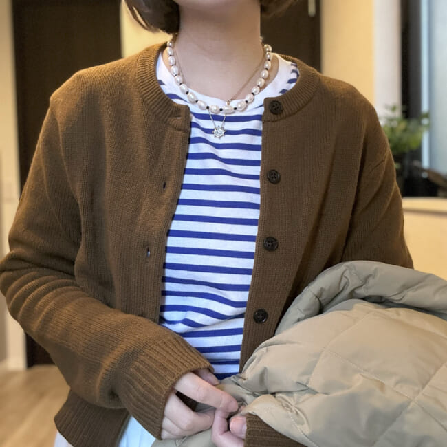 30代ママの2月コーデ】ボーダーと白スカート